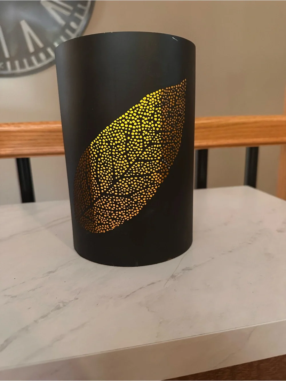 Crate & Barrel - Black Metal Leaf Luminary with Gold Interior